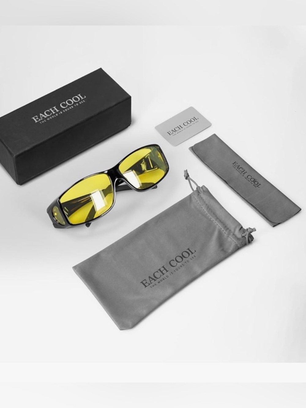 Unisex Night Black Frame Yellow Lens Driving Glasses